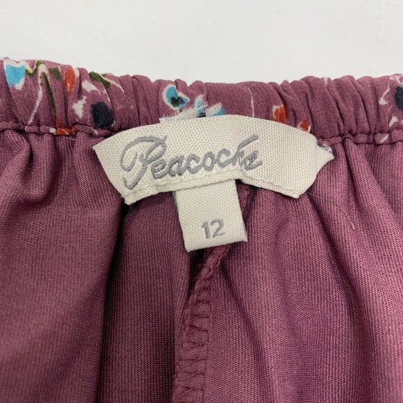 Peacocks Floral Smocked Ruffle Sleeve Midi Dress - Mauve, Size UK:12/US:8 - Picture 2 of 9